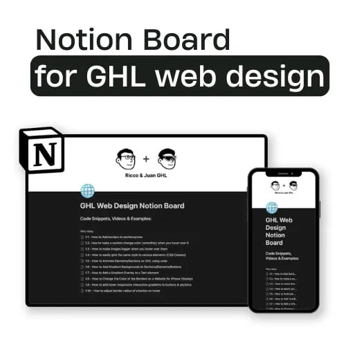💀 NOTION RESOURCE BOARD FOR GHL WEB DESIGN